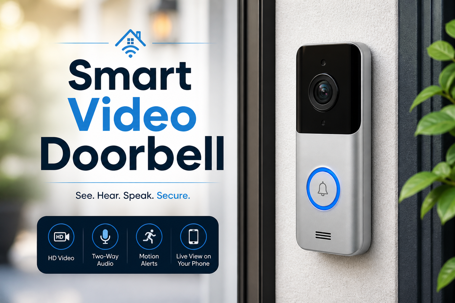 Smart Video Doorbell, Doorbell Camera, Wireless Video Doorbell, WiFi Doorbell Camera, Smart Home Security